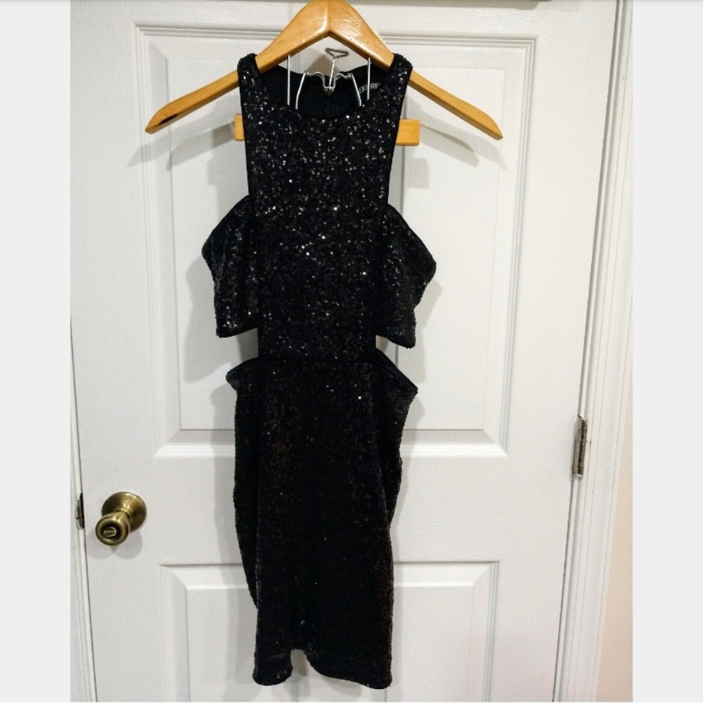 Express Sequins Cut Out Mini Dress